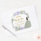Quinceañera Sage Groen Paarse Lila Bloemengoud Vierkante Sticker (Envelop)