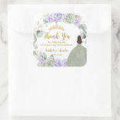 Quinceañera Sage Groen Paarse Lila Bloemengoud Vierkante Sticker (Tas)