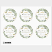Quinceañera Sage Groene Bloemen Gouden Vlinders Ronde Sticker (Vel)