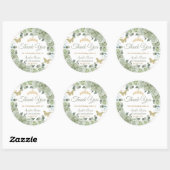 Quinceañera Sage Groene Bloemenvlinders Goud Ronde Sticker (Vel)