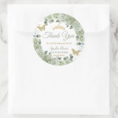 Quinceañera Sage Groene Bloemenvlinders Goud Ronde Sticker (Tas)