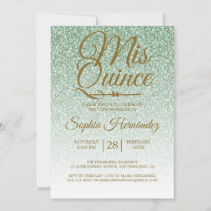 Quinceañera Sage Groene Glitter 15e Verjaardag Kaart
