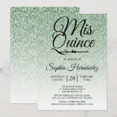 Quinceañera Sage Groene Glitter 15e Verjaardag Kaart (Voorkant / Achterkant)