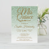 Quinceañera Sage Groene Glitter 15e Verjaardag Kaart (Staand voorkant)