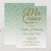 Quinceañera Sage Groene Glitter 15e Verjaardag Kaart (Voorkant / Achterkant)