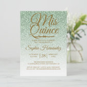 Quinceañera Sage Groene Glitters 15e verjaardag Kaart (Staand voorkant)