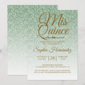 Quinceañera Sage Groene Glitters 15e verjaardag Kaart (Voorkant / Achterkant)