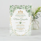 Quinceañera Sage Groene Mexicaanse Vlinder Kaart (Staand voorkant)