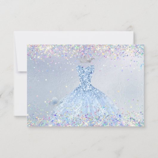 Quinceanera Save Date Blue Holographic Confetti Kaart (Achterkant)