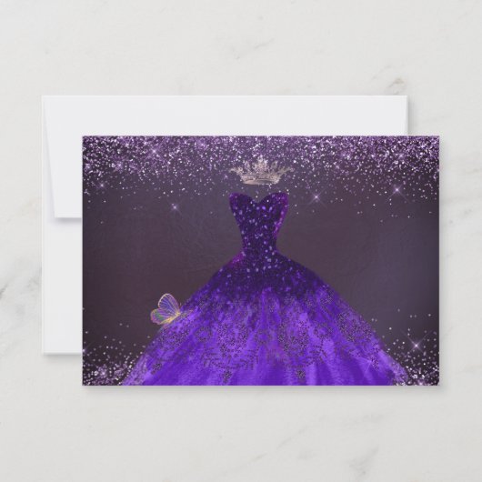 Quinceanera Save Date Butterfly Ultra Violet Kaart (Achterkant)
