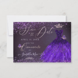 Quinceanera Save Date Butterfly Ultra Violet Kaart
