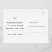 Quinceañera Save Date Crown Turquoise Real Gold Folie Uitnodiging Briefkaart (Achterkant)
