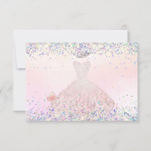 Quinceanera Save Date Holographic Confetti Invita Kaart (Achterkant)