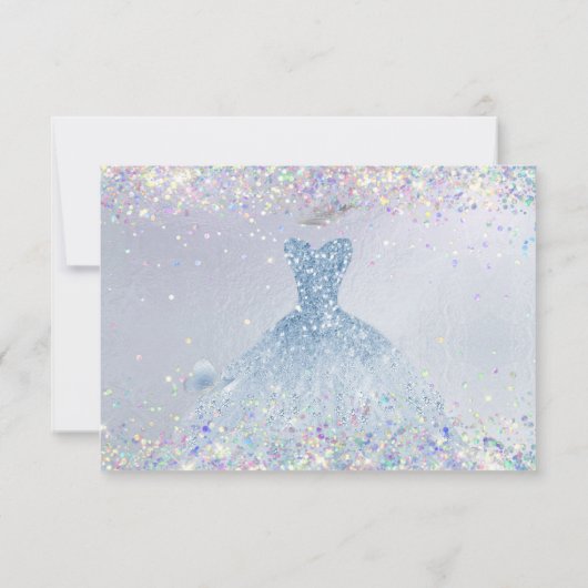 Quinceanera Save Date Holographic Confetti  Kaart (Achterkant)