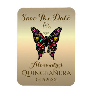 Quinceanera Save the Date 15th Birthday Butterfly Magneet