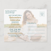 Quinceañera Save the Date 2 Foto groen en goud Uitnodiging Briefkaart (Achterkant)