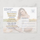Quinceañera Save the Date 2 Foto Marine Blauw & Go Uitnodiging Briefkaart (Achterkant)