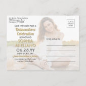 Quinceañera Save the Date 2 Foto Zwart en Goud Uitnodiging Briefkaart (Achterkant)