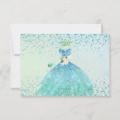 Quinceanera Save the Date Aqua Glitter Dress Kaart (Achterkant)