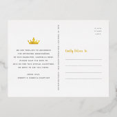 Quinceañera Save the Date Black Crown Real Gold Folie Uitnodiging Briefkaart (Achterkant)