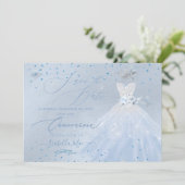 Quinceanera Save the Date Blue Silver Kaart (Staand voorkant)