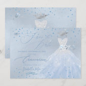 Quinceanera Save the Date Blue Silver Kaart (Voorkant / Achterkant)