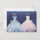 Quinceanera Save the Date Blush Dusty Blue Gowns Kaart (Achterkant)