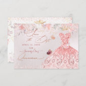 Quinceanera Save the Date Blush Pink Dress (Voorkant / Achterkant)