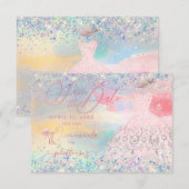 Quinceanera Save the Date Blush Pink Dress Kaart (Voorkant / Achterkant)