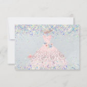 Quinceanera Save the Date Blush Pink Glitter Gown Kaart (Achterkant)