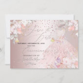 Quinceanera Save the Date Blush Roos Sweet Peas Kaart (Voorkant)