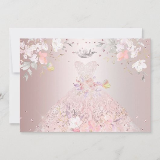 Quinceanera Save the Date Blush Roos Sweet Peas Kaart (Achterkant)