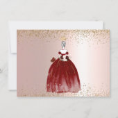 Quinceanera Save the Date Burgundy Gown Invitation Kaart (Achterkant)