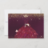 Quinceanera Save the Date Burgundy Gown Kaart (Achterkant)