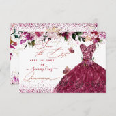 Quinceanera Save the Date Cherry Red Dress (Voorkant / Achterkant)