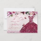 Quinceanera Save the Date Cherry Red Dress (Voorkant)