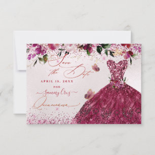 Quinceanera Save the Date Cherry Red Dress