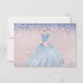Quinceanera Save the Date Dusty Blue Gown Kaart (Achterkant)
