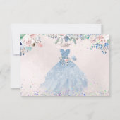 Quinceanera Save the Date Dusty Pink Blue Peonies  Kaart (Achterkant)
