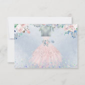 Quinceanera Save the Date Dusty Pink Blue Peonies Kaart (Achterkant)