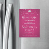Quinceañera Save the Date Elegant Fuschia Pink Magnetische Uitnodiging