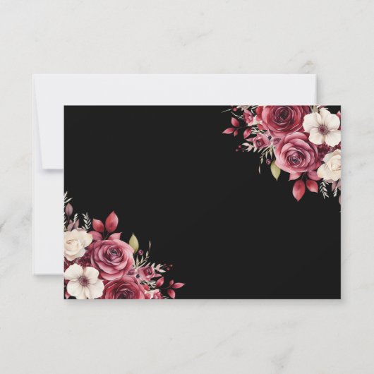 Quinceanera Save the Date Floral Bourgogne (Achterkant)