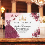 Quinceanera Save the Date Floral Bourgogne<br><div class="desc">Kondig uw quinceañera in stijl aan met de Floral Bourgogne Save the Date Birthday Invitation. Dit elegante ontwerp heeft rijke bordeauxtinten, versierd met delicate bloemaccenten, perfect voor een tijdloos en vorstelijk feest. De geavanceerde lay-out biedt alle belangrijke details, zodat uw gasten hun agenda's markeren voor uw speciale dag. Of het...</div>