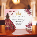 Quinceanera Save the Date Floral Bourgogne<br><div class="desc">Kondig uw quinceañera in stijl aan met de Floral Bourgogne Save the Date Birthday Invitation. Dit elegante ontwerp heeft rijke bordeauxtinten, versierd met delicate bloemaccenten, perfect voor een tijdloos en vorstelijk feest. De geavanceerde lay-out biedt alle belangrijke details, zodat uw gasten hun agenda's markeren voor uw speciale dag. Of het...</div>