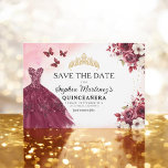 Quinceanera Save the Date Floral Bourgogne<br><div class="desc">Kondig uw quinceañera in stijl aan met de Floral Bourgogne Save the Date Birthday Invitation. Dit elegante ontwerp heeft rijke bordeauxtinten, versierd met delicate bloemaccenten, perfect voor een tijdloos en vorstelijk feest. De geavanceerde lay-out biedt alle belangrijke details, zodat uw gasten hun agenda's markeren voor uw speciale dag. Of het...</div>