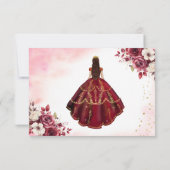 Quinceanera Save the Date Floral Bourgogne (Achterkant)