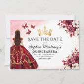 Quinceanera Save the Date Floral Bourgogne (Voorkant)