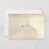 Quinceanera Save the Date Gold Faux Glitter Gown I Kaart (Achterkant)