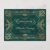 Quinceanera Save the Date Green Briefkaart (Voorkant)
