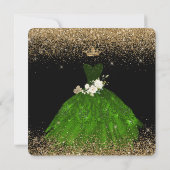 Quinceanera Save the Date Green Faux Glitter Kaart (Achterkant)